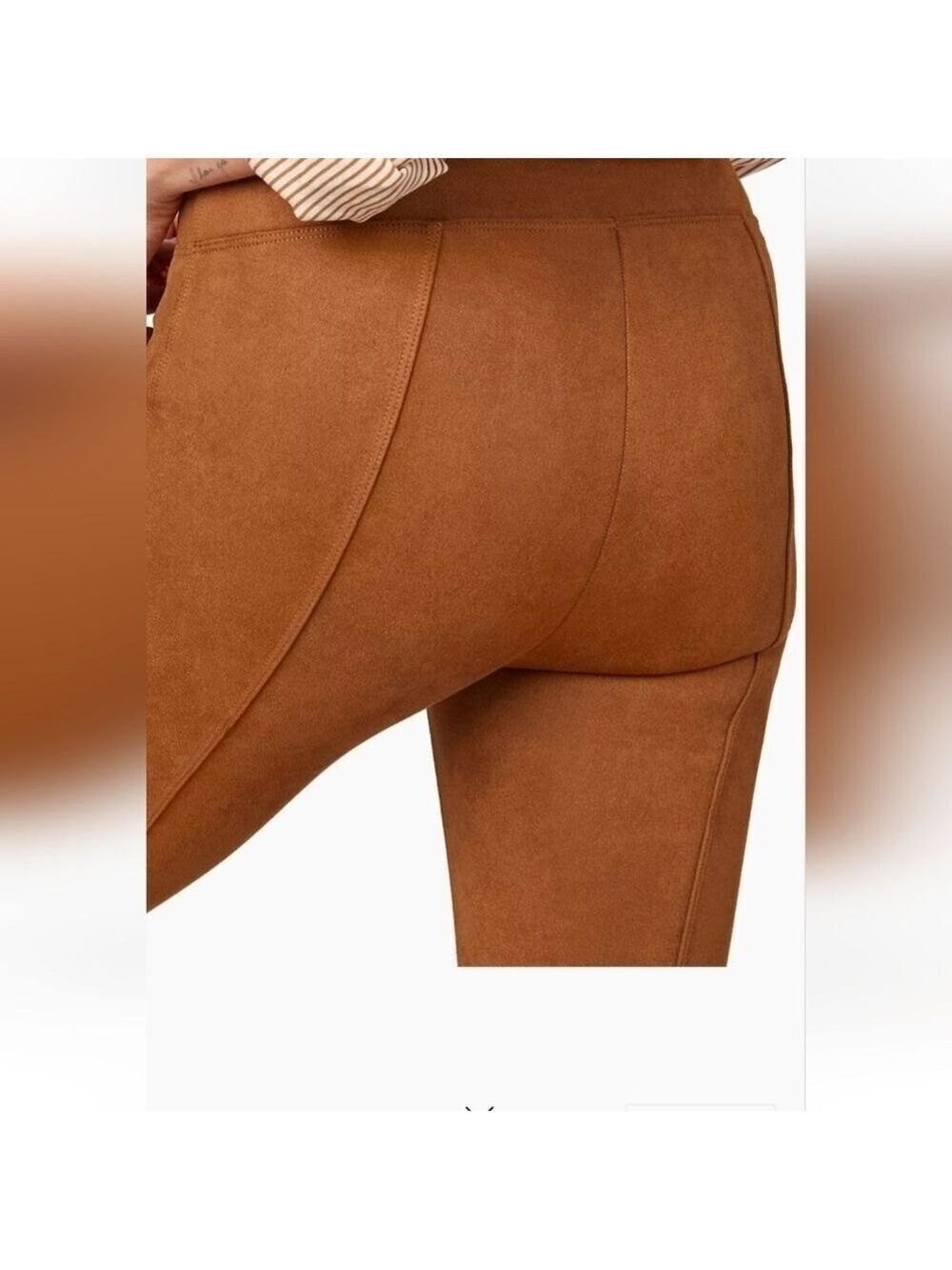 SPANX Camel Faux Suede Leggings Women’s Medium High-Waist Pull-On - Picture 6 of 6